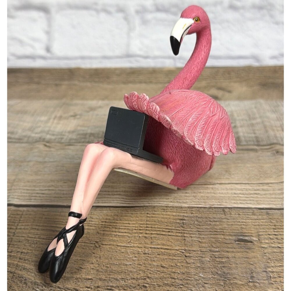 Sitting Exec Office Ballet Dancer Pink Flamingo Ballerina Shelf Sitter Laptop - Picture 8 of 14